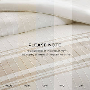 English Elm 3-piece King Yarn Dyed Cotton Duvet Set with Pompom Jacquard Stripe Percale Reverse B035P482899