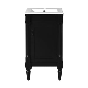 English Elm 18-Inch Modern Bathroom Vanity with Sink Compact Retro Design Durable MDF & Solid Wood Legs Storage-Friendly Black N710P257401B