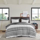 INK+IVY Mila Global Inspired 3 Piece Cotton Duvet Cover Set with Chenille Tufting II12-1251 Gray