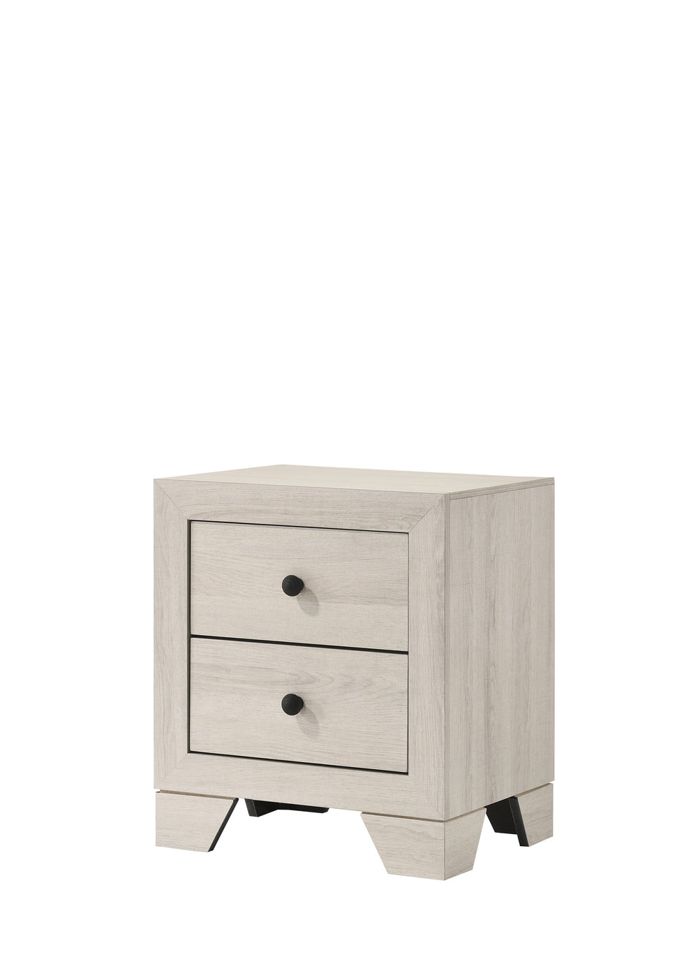 English Elm 1pc Rustic Two Drawers Nightstand White Wash Finish – 21.1"x16.3"x24"H Wooden Bedside Storage, Simple Assembly, Farmhouse Chic B011P332214