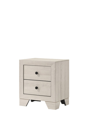 English Elm 1pc Rustic Two Drawers Nightstand White Wash Finish – 21.1"x16.3"x24"H Wooden Bedside Storage, Simple Assembly, Farmhouse Chic B011P332214