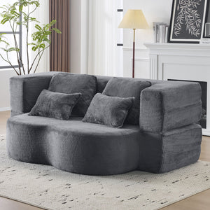 English Elm Queen Foldable Sofa Bed Plush Chenille Futon with High-Density Foam Convertible Sleeper Mattress Comfort Dark Gray W1829P280219