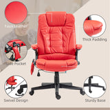 English Elm Homcom High Back Vibration Massage Office Chair With 6 Vibration Points, Heated Reclining Pu Leather Computer Chair With Armrest and Remote, Red