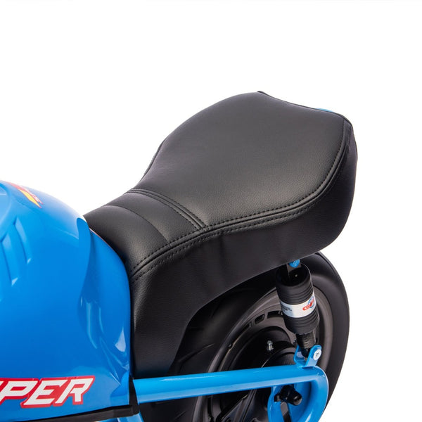 English Elm 24v300w Kids Electric Muscle Motorcycle with Dual Suspension Wide Eva Tires and Twist Throttle Blue W1578P382506
