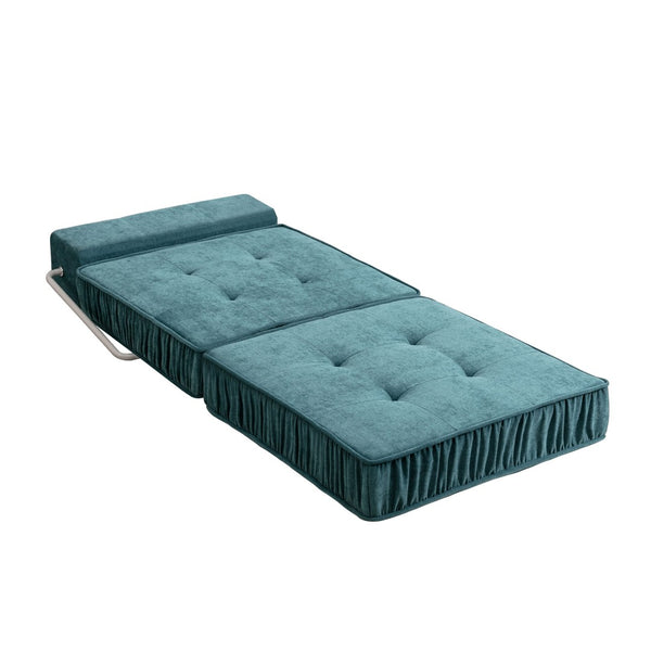 English Elm Green Chenille Floor Sofa Convertible Futon Chair with Modular Sleeping Support Green W3612P376637