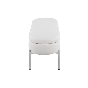 English Elm Chloe Storage Bench with Flip-Top Lid, White Faux Leather & Chrome Base — Glam Seating + Storage B202P223835