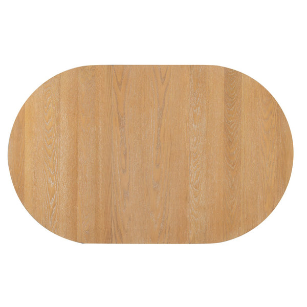 English Elm TREXM Extendable Farmhouse Dining Set with 4 Upholstered Chairs, Solid Rubberwood Frame, Durable Finish Natural Wood Wash ST000150AAD