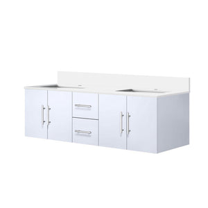 English Elm Glossy 60 in Double Bath Vanity with White Quartz Top, Soft-Close Drawers, Solid Wood Frame, Ample Storage, Scratch-Resistant Surface B2731P258684
