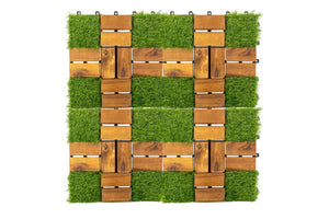 English Elm Acacia Wood Interlocking Deck Tiles Natural Grain Patio Balcony Floor 30 Pack T3656P456170