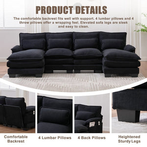 English Elm United We Win U-Shaped Cloud Couch, 110" Chenille Modular Sectional Sofa With Memory Foam & Storage W1568S00217-GIGA