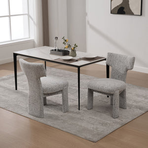 English Elm 22.05" Modern Upholstered Chenille Dining Chair Set of 2 with Rubberwood Legs, Armless Curved Back Elegant Seating White+Black W3189P351393