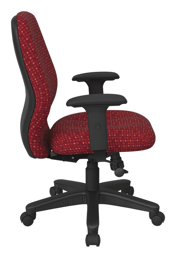 OSP Home Furnishings Mid Back Executive Office Chair with Synchro Tilt Lumbar Support and Padded Pu Arms Ruby 3121-K114