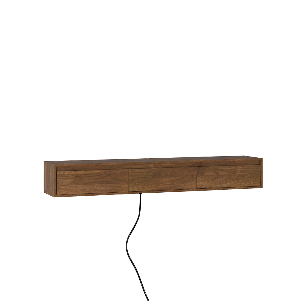 English Elm Floating TV Stand with LED Touch Light, Built-In Power & USB Ports, High-Gloss Wood TV Cabinet, Hidden Cord Management and Ample Storage for Living Room Entertainment W1321P272342