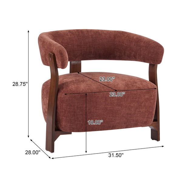 English Elm Christopher Knight Home® - accent Arm Chair with Bent Wood Legs and Plush Upholstery, Modern Minimalist Comfort & Stability Coral,Walnut 29 L x 27.75 W x 21 H N776P368458R