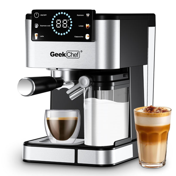 English Elm Geek Chef 20 Bar Espresso Maker with Auto Frother and Led Touchscreen for Home W1002P427607