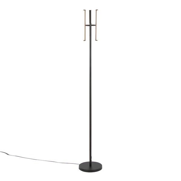 English Elm Icicle Modern 65" Swivel Floor Lamp with Integrated Dimmable LED, Sleek Metal Accent for Living Room Black B202P224217