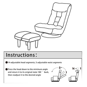 English Elm Single multifunctional reclining floor chair — Japanese tatami-style adjustable sofa for reading, gaming, napping, space-saving foldable comfort W24417916