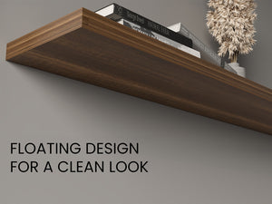 English Elm Ecco 47" Floating Shelves Set of 2 Walnut — Sleek Matte Finish, Hidden Brackets, Sturdy Display Storage for Living Room Bedroom Office B200P368123