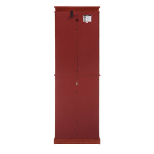 English Elm Lighted Glass Curio Cabinet – Elegant Cherry Wood Display With Adjustable Shelves & Integrated Lighting W2275P178796