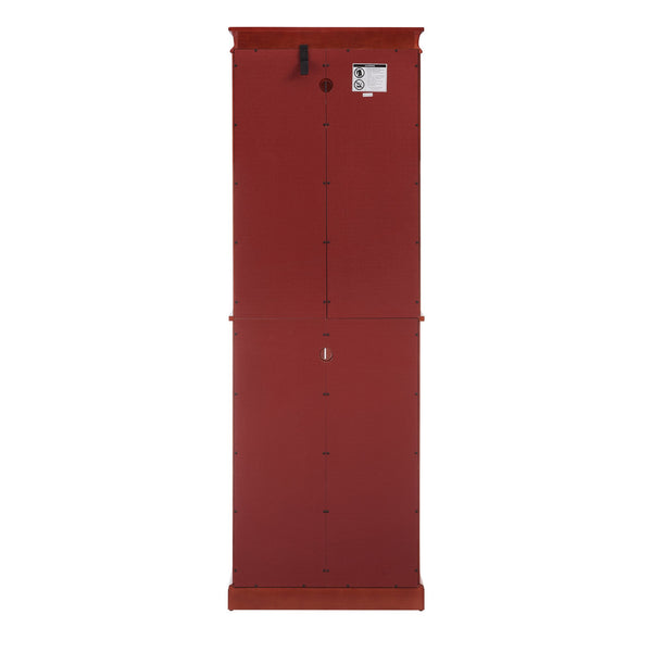 English Elm Lighted Glass Curio Cabinet – Elegant Cherry Wood Display With Adjustable Shelves & Integrated Lighting W2275P178796