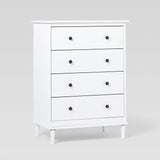 4-Drawer Solid Wood Dresser White BR4DDRWH-T Walker Edison