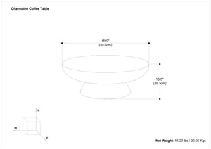 English Elm Charmaine Handcrafted 30" Round Pedestal Coffee Table in Black Nickel Finish — Durable Cast Aluminum Design B136P239031