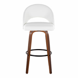 English Elm Fixed-height Mid-century Barstools with Walnut Legs and Grey Upholstered Seats Set Black,White+Walnut B202S01940