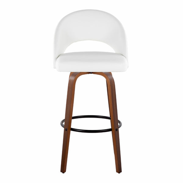 English Elm Fixed-height Mid-century Barstools with Walnut Legs and Grey Upholstered Seats Set Black,White+Walnut B202S01940