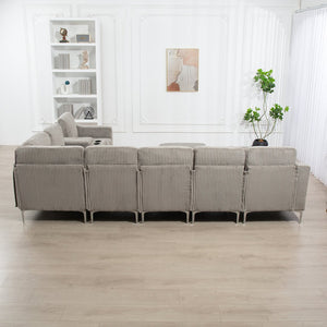 English Elm Convertible Sectional Sofa With Storage Ottoman, Usb Ports & Cupholders For Modern Living Rooms W3098S00033