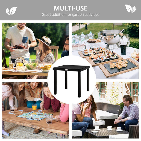 English Elm Outsunny Outdoor Dining Table For 4 - Compact Square, Weather-Resistant Woodgrain Top & Aluminum Frame W2225P174359-GIGA