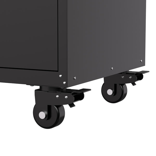 English Elm 34.3" Rolling Steel Tool Cabinet with 3 Drawers Lockable Doors and Pegboard Side Panels T2398P442673
