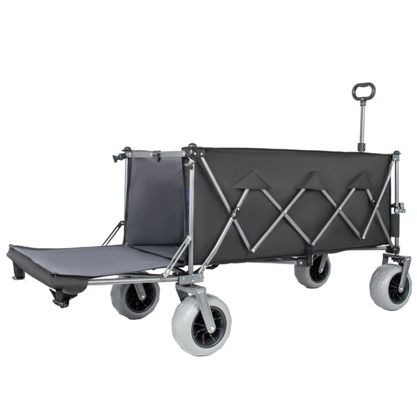 English Elm 67in Heavy Duty Utility Wagon with Extendable Tailgate and All Terrain Wheels 500lb Capacity Black+ Gray W2932P417660