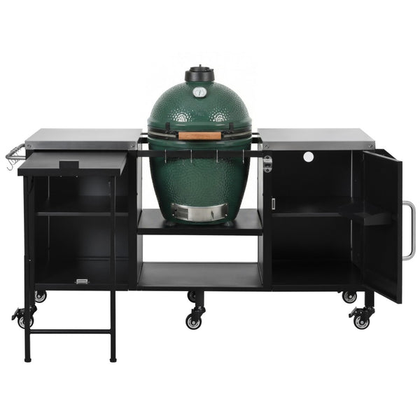 English Elm K&k Stainless Steel Outdoor Kitchen Island with Fold Out Prep Surface for Kamado Grills N707S000023B