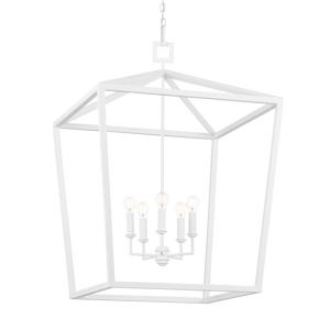 Denison Medium White Lantern - Elegant Hammered Wrought Iron Fixture for Modern Home Décor