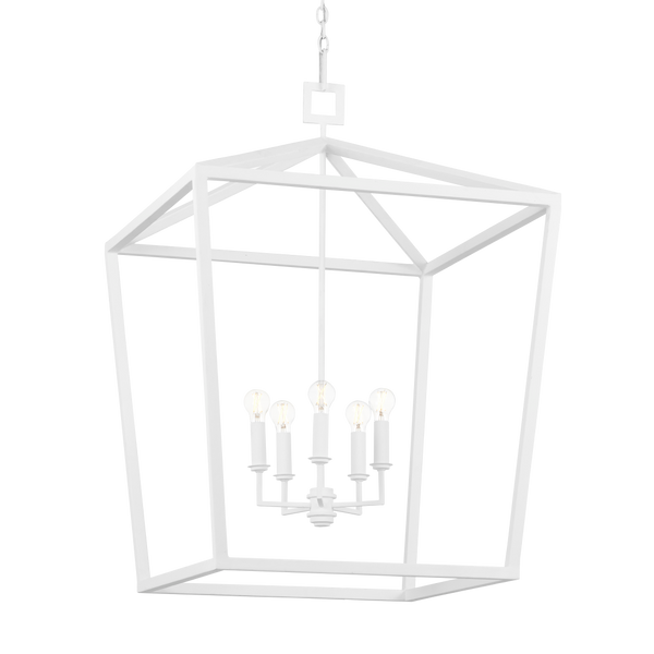 Denison Medium White Lantern - Elegant Hammered Wrought Iron Fixture for Modern Home Décor