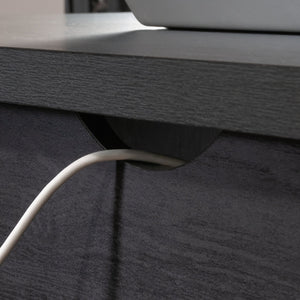 English Elm Desk, Sleek Black Engineered Wood Workspace With Ample Surface, Cable Management & Easy Assembly B356P402681
