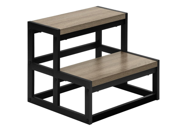 English Elm Ladder, Step Stool with Dark Taupe Laminate Treads and Matte Black Metal Frame B2710P219496