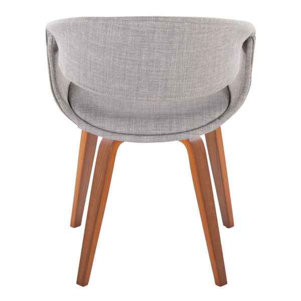 English Elm Upholstered Grey Fabric Dining Chairs with Walnut Bentwood Legs Set of Two B202S02075