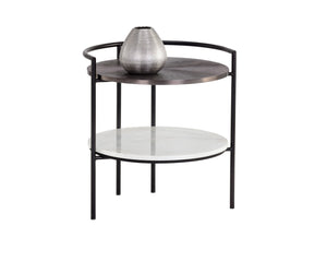 Sunpan Brighton Nightstand - Handcrafted Iron & Marble Elegance with Unique Artisanal Finish for Modern Decor
