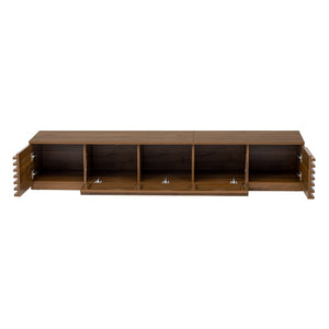 English Elm 70 Inch Walnut Media Console Low Profile Tv Stand with Soft Close Flip Doors N710P374711P