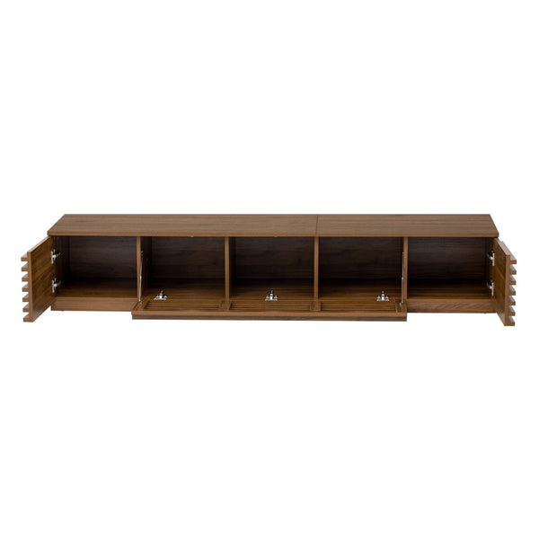 English Elm 70 Inch Walnut Media Console Low Profile Tv Stand with Soft Close Flip Doors N710P374711P