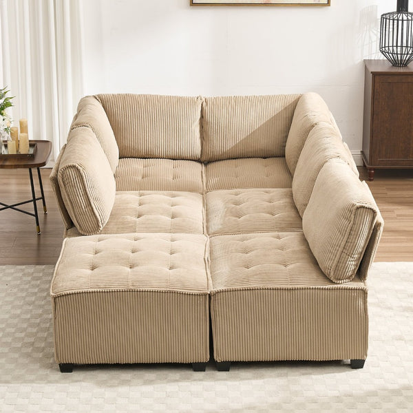 English Elm United We Win U-Shaped Modular Sectional Sofa - Cozy 6-Seat Couch With Reversible Chaise & Pet-Friendly Design W1568S00155-GIGA