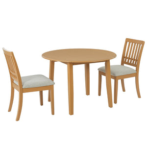 English Elm 3-piece Folding Round Dining Set with Upholstered Chairs for Compact Apartment Spaces Light Brown N752S000618A