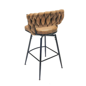 English Elm 28" Woven Leather Swivel Barstools with Arms Padded Back Industrial Kitchen Set of 2 W3732P418929