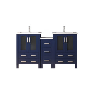 English Elm Navy Blue Double Bath Vanity With White Ceramic Top & Faucet Set – Elegant Storage Solution For Bathrooms B2731S01168