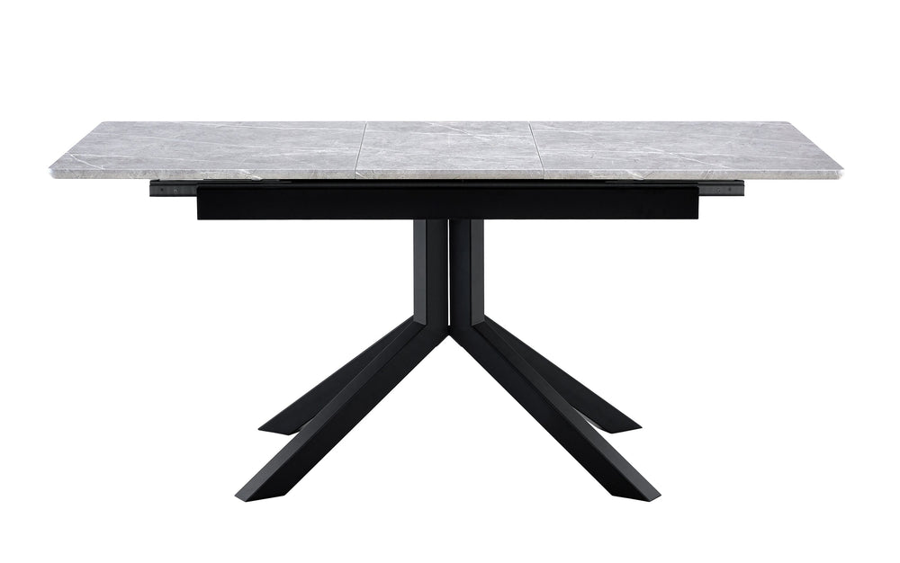 English Elm Modern Extendable Rectangular Dining Table with Scratch‑Resistant MDF Top and Matte Geometric Legs, Space‑Saving Centerpiece for Home or Office W3493S00008