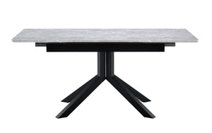 English Elm Modern Extendable Rectangular Dining Table with Scratch‑Resistant MDF Top and Matte Geometric Legs, Space‑Saving Centerpiece for Home or Office W3493S00008