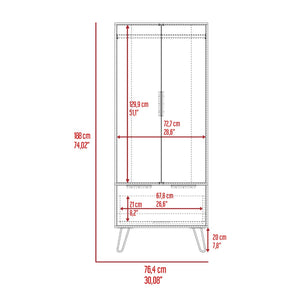 English Elm Nuvo Mid-century Oak Double Door Storage Cabinet with Hairpin Legs and Bottom Drawer B128S00208