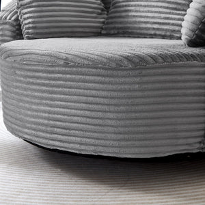 English Elm Swivel Barrel Accent Chair Chenille Tufted Round Club Seat for Living Room Lounge Grey N719S002320E