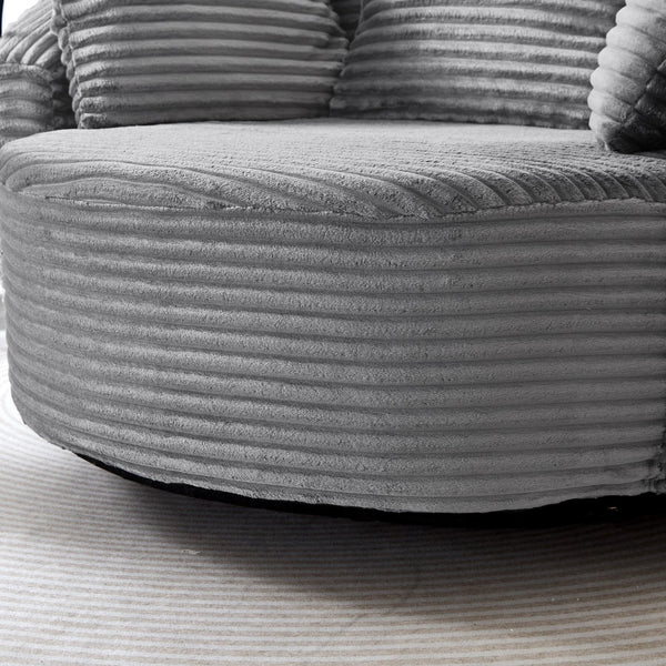 English Elm Swivel Barrel Accent Chair Chenille Tufted Round Club Seat for Living Room Lounge Grey N719S002320E